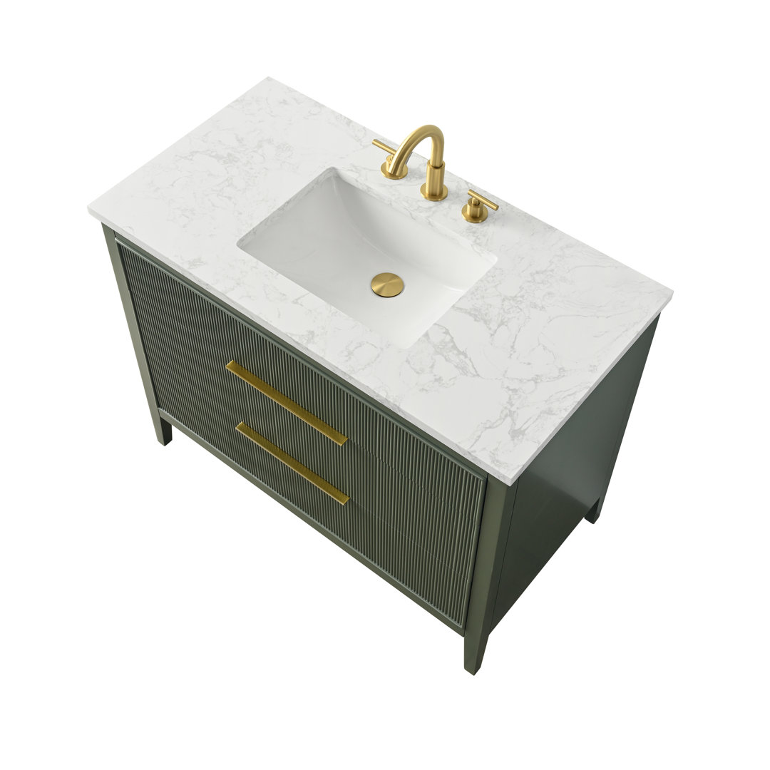 Bilroy 42'' Single Bathroom Vanity with Engineered Stone Top